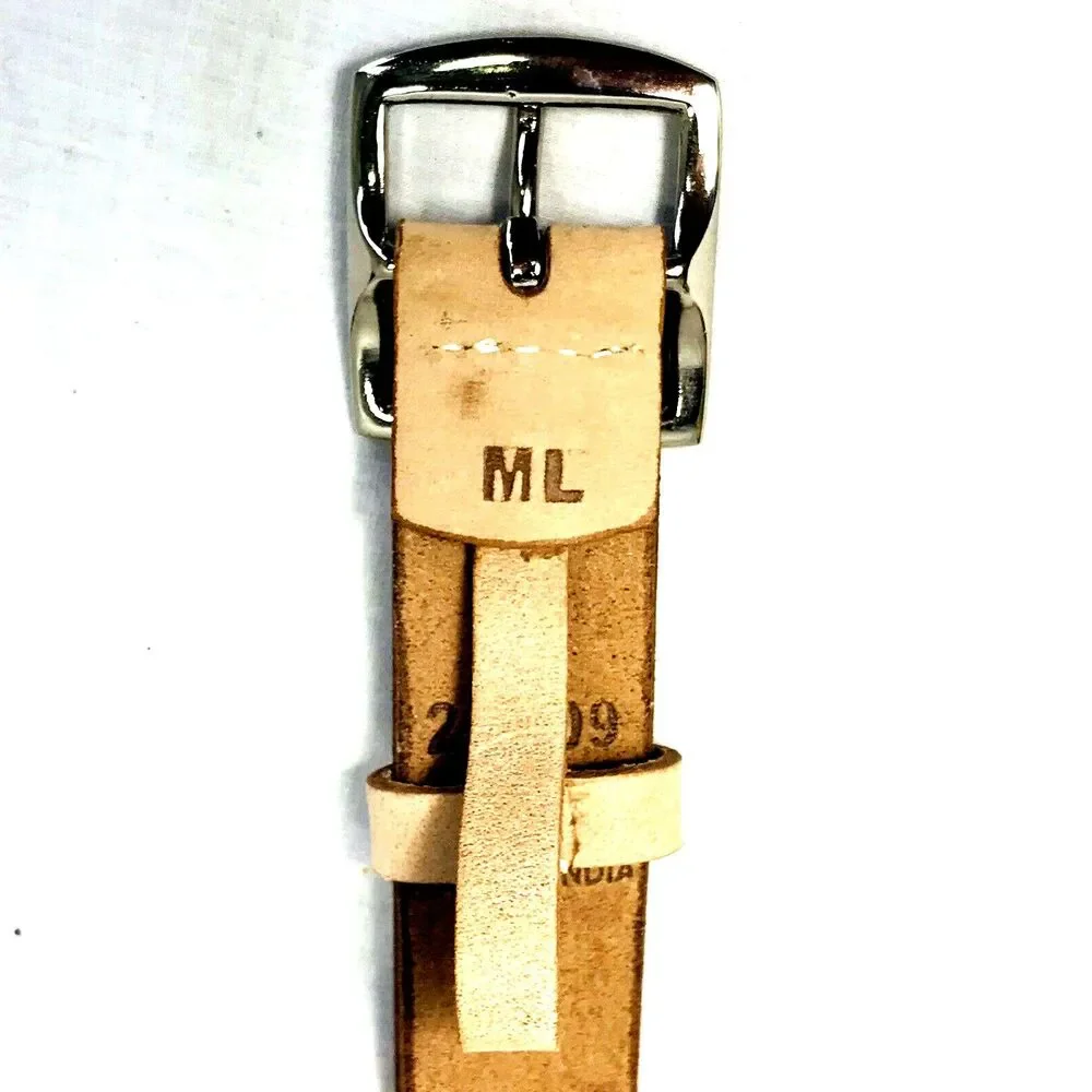 Leather Cut-Out Skinny Belt NEW M L Men Women Tan Beige 43 Waist 26 - 41